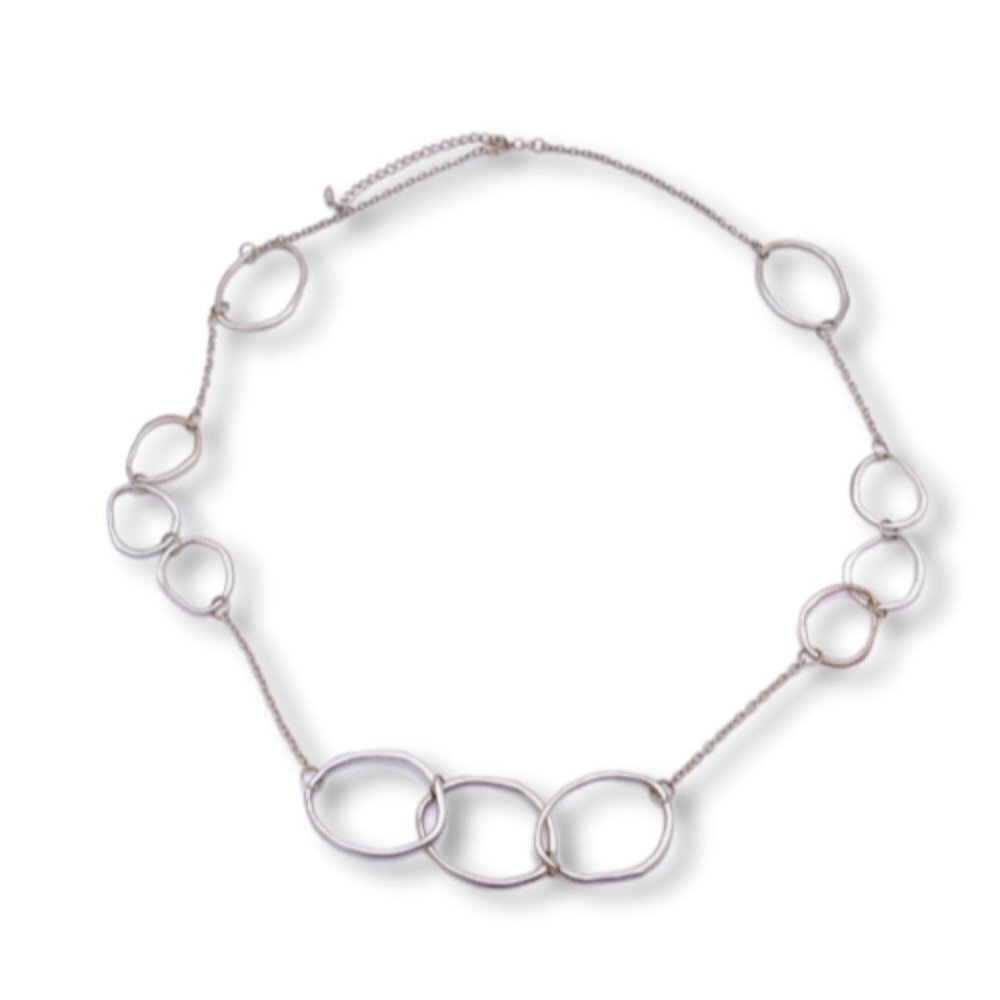 Premier Designs Women Ring Necklace Silver Tone Chain Adjustable Lobster Closure